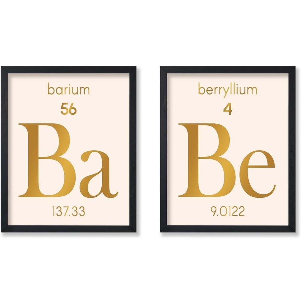 NWT 2 Piece Babe Poster Periodic Table Of Elements Trendy Pop Art 8x10 UNFRAMED